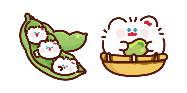 Cute Kitty Pea Pod and Cat