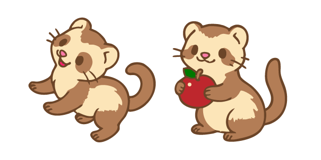 Cute Little Ferret with an Apple