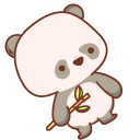 Cute Little Panda with a Bamboo and a Heart pointer