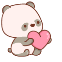 Cute Little Panda with a Bamboo and a Heart cursor