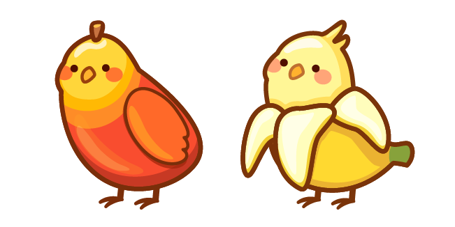 Cute Mango and Banana Parrots