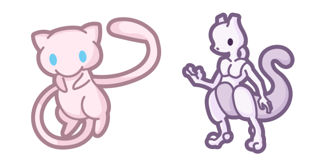 Cute Pokemon Mew and Mewtwo