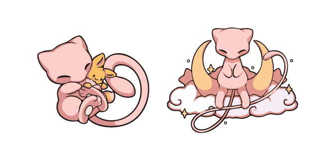 Cute Pokemon Mew on a Cloud