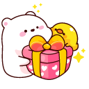 Cute Polar Bear and Chick with a Gift Box cursor