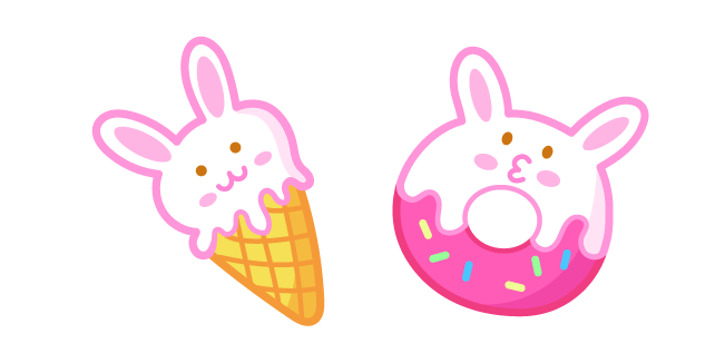 Cute Rabbit Ice Cream and Donut