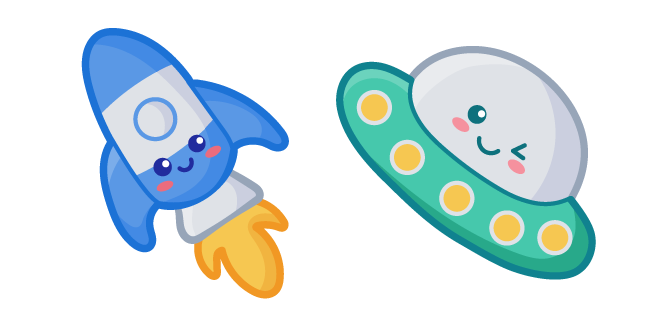 Cute Rocket and UFO