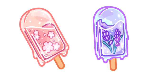 Cute Sakura and Lavender Popsicles