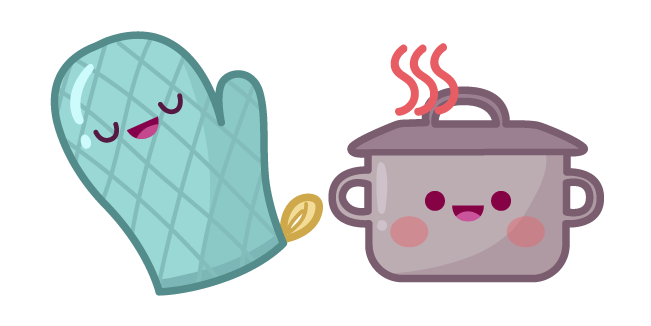 Cute Saucepan and Oven Glove