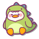 Cute Small Duck in a Dinosaur Costume pointer