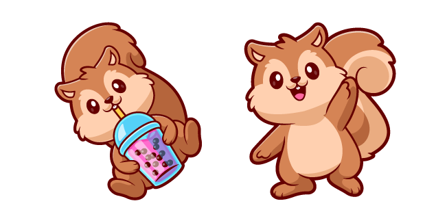 Cute Squirrel with Bubble Tea