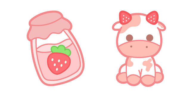 Cute Strawberry Cow and Jam