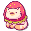 Cute Tabby Cat in a Strawberry Hat cursor