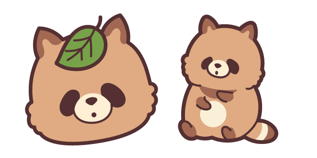 Cute Tanuki and Leaf