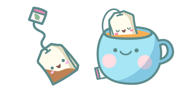 Cute Tea Bag and Cup of Tea