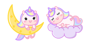 Cute Unicorn on the Moon and Cloud