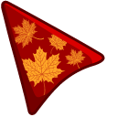 Orange Maple Leaves on an Red Background pointer