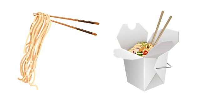 Asian Takeout Noodle Box and Chopsticks