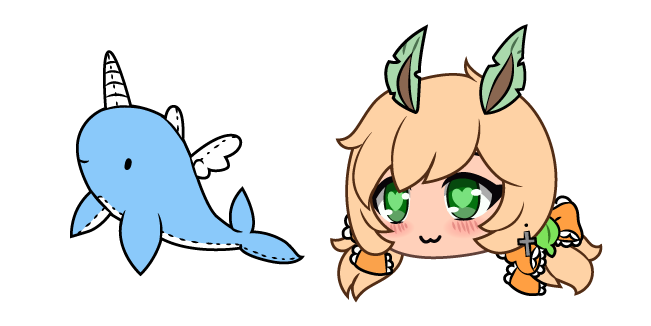 Gacha Life Leafu and Plushie Narwhal