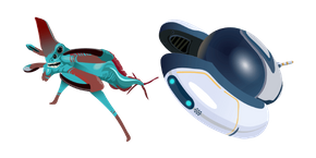 Subnautica Reaper Leviathan and Seamoth