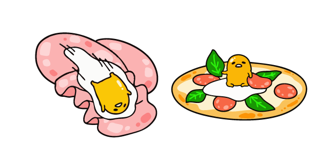 Gudetama on Ham Slices and Pizza