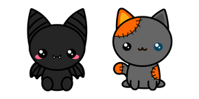 Halloween Cute Bat and Voodoo Cat