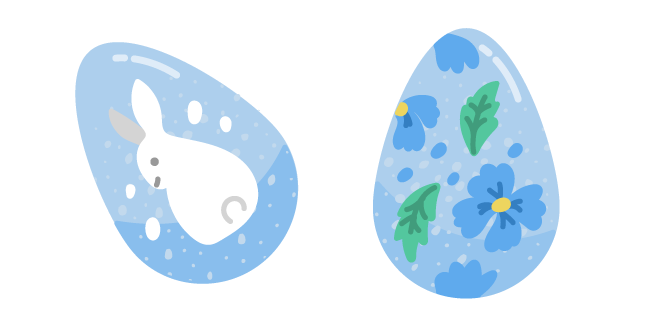Easter Blue Eggs with Bunny and Flowers