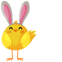 Easter Chick Wearing Bunny Ears and Pink Egg cursor
