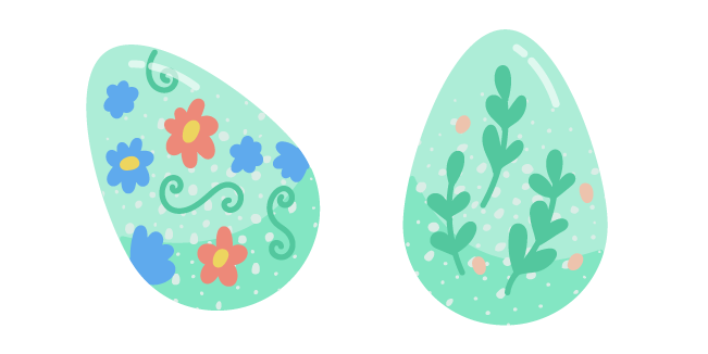 Easter Green Painted Eggs with Flowers