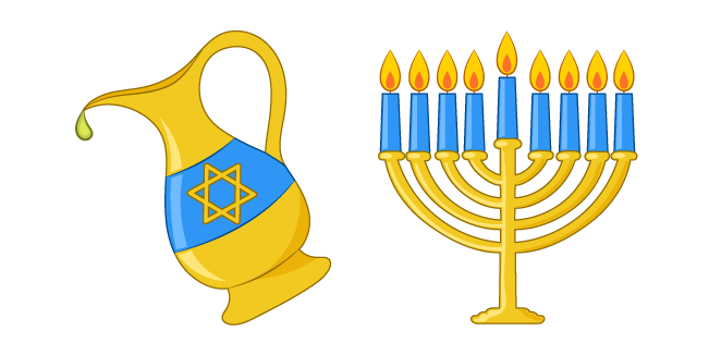 Hanukkah Jug and Menorah