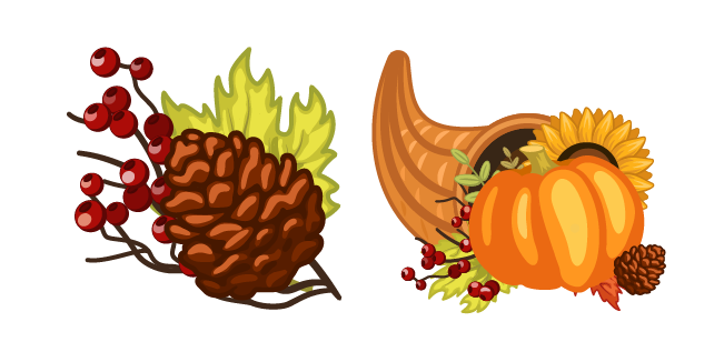 Thanksgiving Day Cornucopia and Conifer Cone
