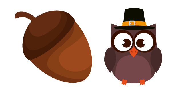 Thanksgiving Day Owl and Acorn