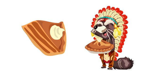 Thanksgiving Day Raccoon and Pumpkin Pie
