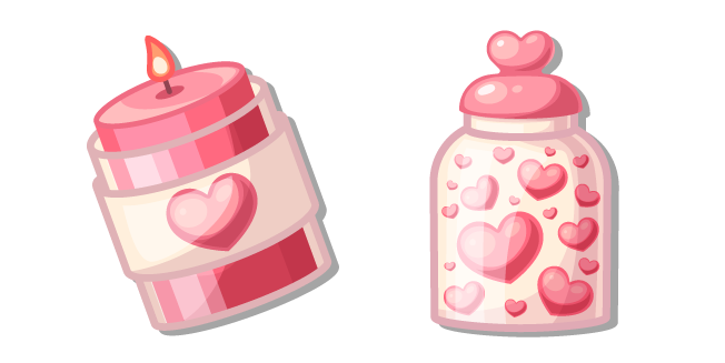 Valentine's Day Candle and Jar with Hearts