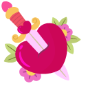 Valentine's Day Heart with Dagger and Cherries pointer