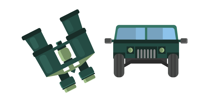 Soldier: Binoculars and Off-Road Car