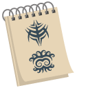 Tattoo Artist: Notebook and Tattoo Machine pointer