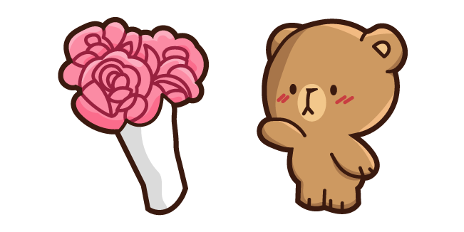 Cute Mocha Bear and Flowers