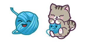 Cute Yarn Ball and Kitten