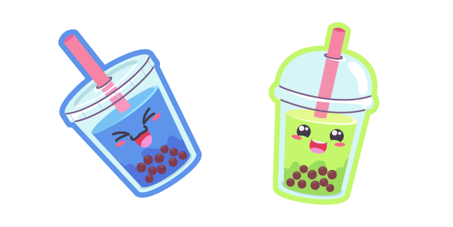 Kawaii Blue and Green Bubble Tea