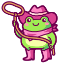 Kawaii Cowboy Frog with Lasso and Banjo pointer
