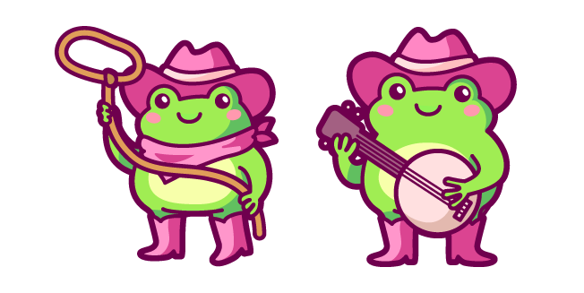 Kawaii Cowboy Frog with Lasso and Banjo