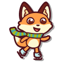 Kawaii Fox with Hot Cocoa and on Ice Skates cursor