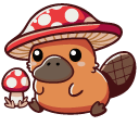 Kawaii Platypus with a Fly Agaric Hat and a Swim Ring pointer
