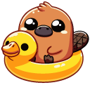 Kawaii Platypus with a Fly Agaric Hat and a Swim Ring cursor