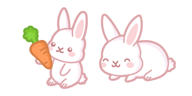 Kawaii White Bunny and Carrot