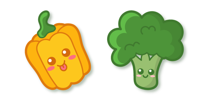 Kawaii Yellow Pepper and Broccoli