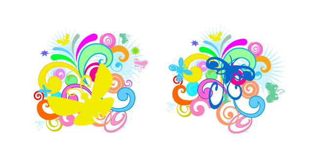 Frutiger Metro Butterflies and Colorful Swirls