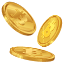 Golden Bitcoin Coins pointer