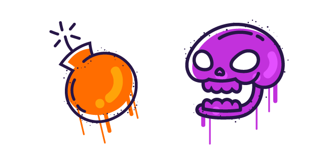 Graffiti Orange Bomb and Purple Skull