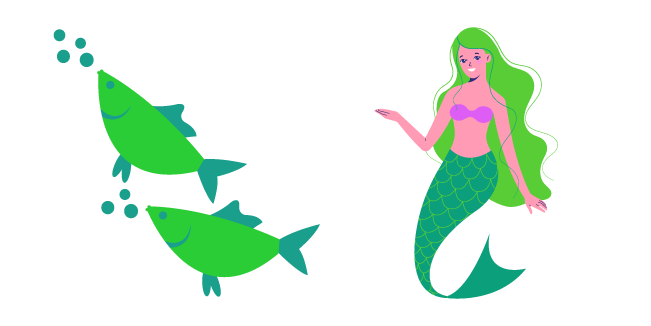 Mermaid and Green Fish